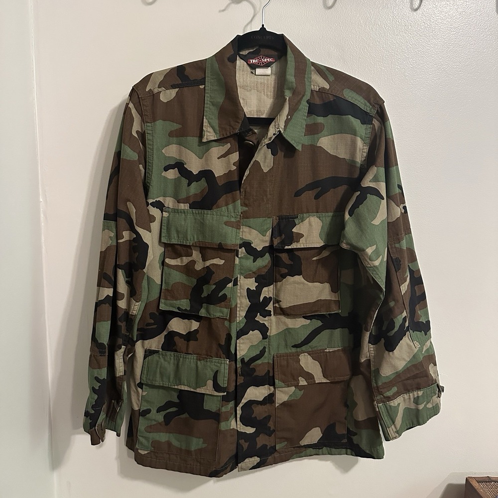 Tru Spec‎ Combat Coat Mens Small Camo Button Military Army Jacket